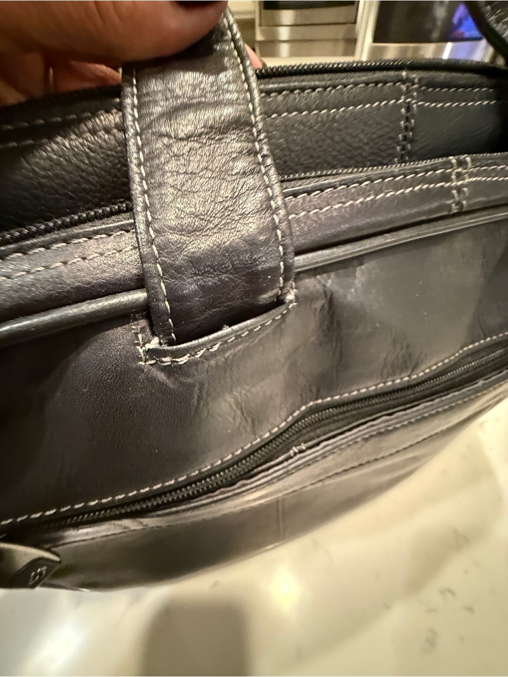 Samsonite Black Genuine Leather Laptop Briefcase Business Messenger Bag 16.5” - Picture 11 of 14